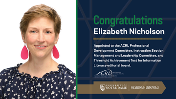 Elizabeth Nicholson appointed to three Association of College & Research Libraries groups