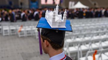 Architecture School graduates visit the Architecture Library Makerspace to 3D print GradCaps for commencement. 