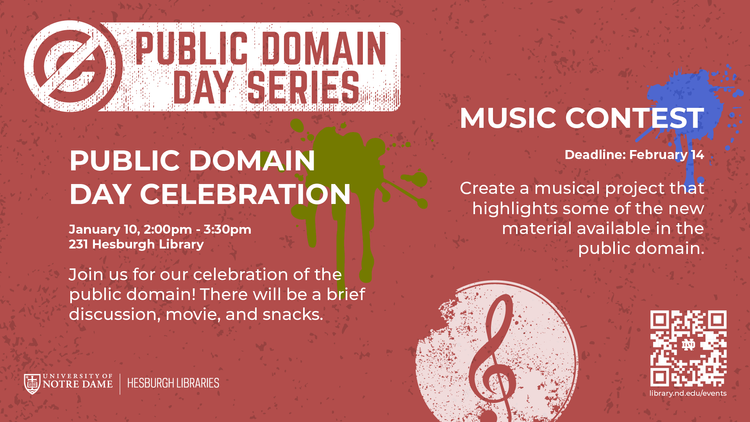 Hesburgh Libraries accepting submissions for 2025 Public Domain Day Music Contest